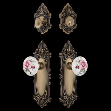 Nostalgic Warehouse Victorian Entry Set with White Rose Porcelain Knobimage