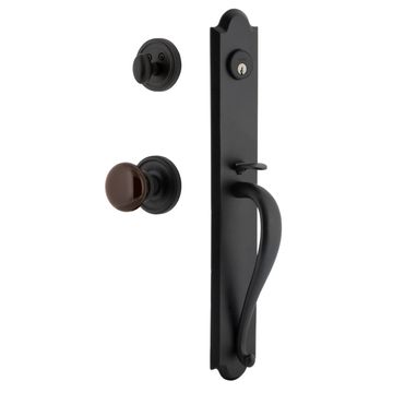 Ageless Iron Dome Loch Rosette Handleset With A-Grip And Brown Autumn Knobimage