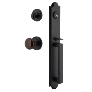 Ageless Iron Dome Loch Rosette Handleset With D-Grip And Brown Autumn Knobimage