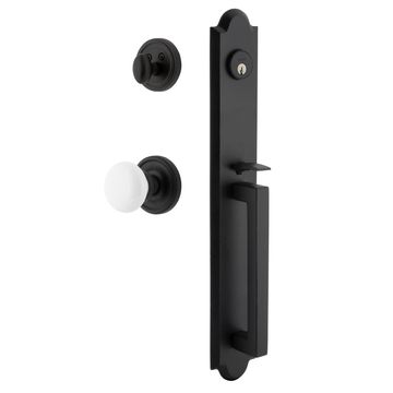 Ageless Iron Dome Loch Rosette Handleset With D-Grip And White Snow Knobimage