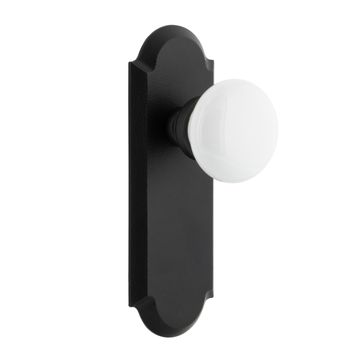 Ageless Iron Dome Long Plate Door Set With White Snow Porcelain Knobimage