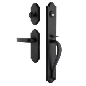 Ageless Iron Dome Long Plate Handleset With A-Grip And Crescent Leverimage