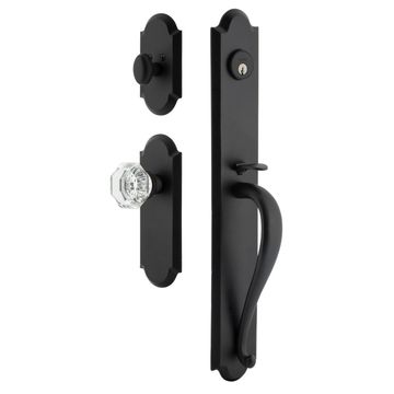 Ageless Iron Dome Long Plate Handleset With A-Grip And Krystall Knobimage