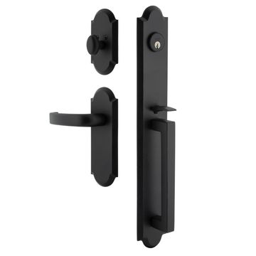 Ageless Iron Dome Long Plate Handleset With D-Grip And Crescent Leverimage