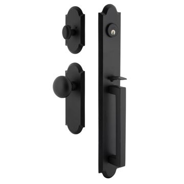 Ageless Iron Dome Long Plate Handleset With D-Grip And Keep Knobimage