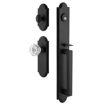 Ageless Iron Dome Long Plate Handleset With D-Grip And Krystall Knobimage