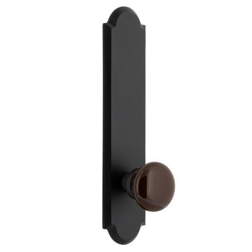Ageless Iron Dome Tall Plate Door Set With Brown Autumn Porcelain Knobimage