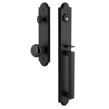 Ageless Iron Dome Tall Plate Handleset With D-Grip And Black Shadow Knobimage