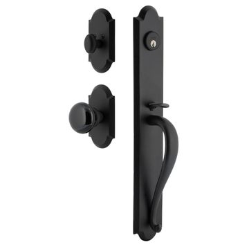 Ageless Iron Dome Vault Plate Handleset With A-Grip And Black Shadow Knobimage