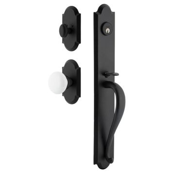 Ageless Iron Dome Vault Plate Handleset With A-Grip And White Snow Knobimage