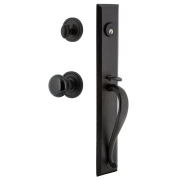 Ageless Iron Keep Loch Rosette Handleset With A-Grip And Black Shadow Knobimage