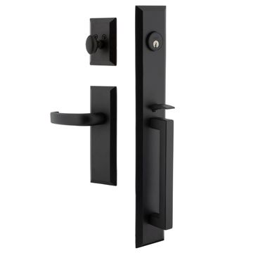 Ageless Iron Keep Long Plate Handleset With D-Grip And Crescent Leverimage