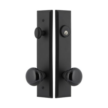 Ageless Iron Keep Tall Plate Entry Set With Black Shadow Porcelain Knobimage