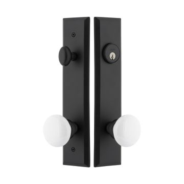 Ageless Iron Keep Tall Plate Entry Set With White Snow Porcelain Knobimage