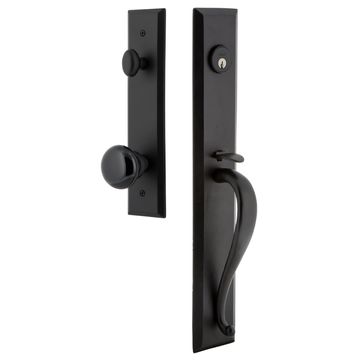 Ageless Iron Keep Tall Plate Handleset With A-Grip And Black Shadow Knobimage