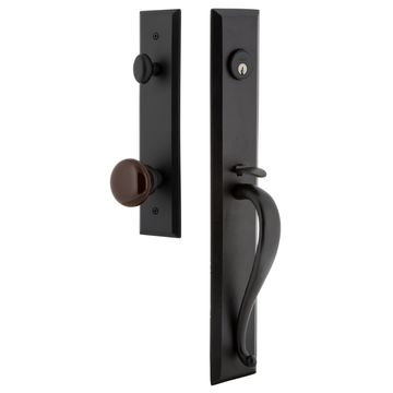 Ageless Iron Keep Tall Plate Handleset With A-Grip And Brown Autumn Knobimage
