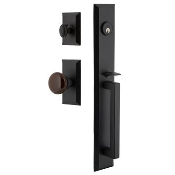 Ageless Iron Keep Vale Plate Handleset With D-Grip And Brown Autumnimage