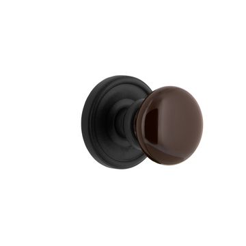 Ageless Iron Loch Rosette Door Set With Brown Autumn Porcelain Knobimage