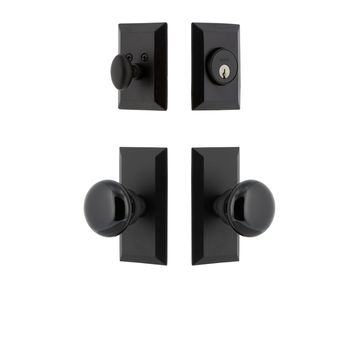 Ageless Iron Vale Short Plate Entry Set With Black Shadow Porcelain Knobimage