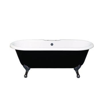 Strom Living Black & White 66 Inch Double End Clawfoot Acrylic Bath Tubimage