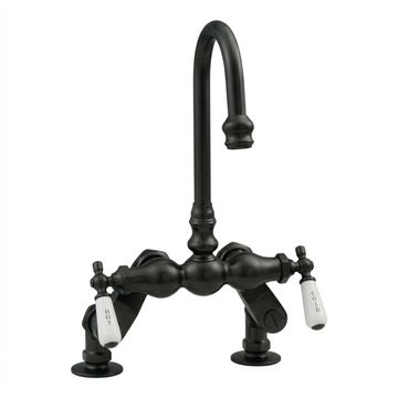 Strom Living Deck Mount Tub Faucet With Porcelain Lever Handlesimage