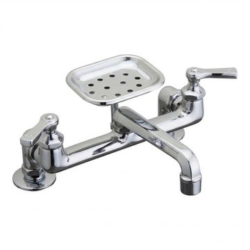 Strom Living Deco Deck Mount Bridge Kitchen Faucet With Soap Dishimage