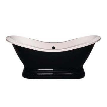 Strom Living Echo 72 Inch Black Double Slipper Pedestal Acrylic Bath Tubimage