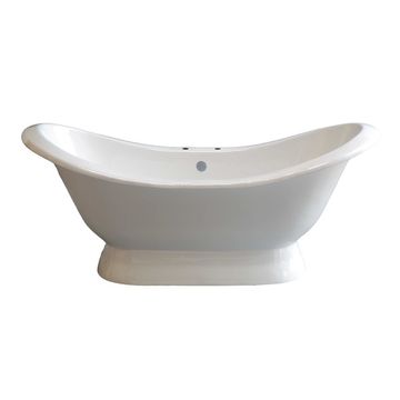 Strom Living Echo 72 Inch White Double Slipper Pedestal Acrylic Bath Tubimage