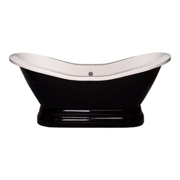 Strom Living Echo White 72 Inch Double Slipper Pedestal Acrylic Bath Tubimage