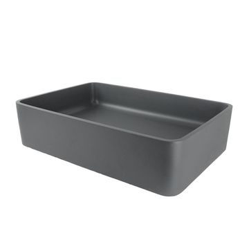 Strom Living Matte Gray Rectangular Solid Surface Acrylic Lavatory Sinkimage
