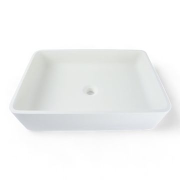 Strom Living Matte White Rectangular Solid Surface Acrylic Lavatory Sinkimage
