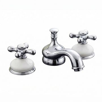 Strom Living Sacramento Porcelain Widespread Metal Cross Lavatory Faucetimage