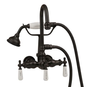 Strom Living Tub Mount P0402 Gooseneck Faucet With Handheld Showerimage