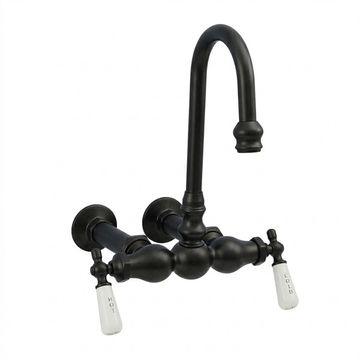 Strom Living Wall Mount Gooseneck P0655 Tub Faucet - Porcelain Leversimage
