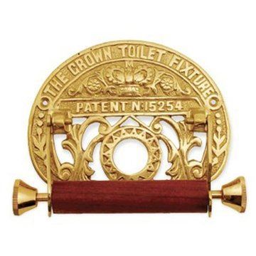 POL BRASS TOILET PAPER HOLDER (WOODEN HOLDER)image