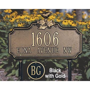 BLACK/GOLD PERSONALIZED LAWN PLAQUE-2 LINES  *DS*image