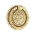 Brass Ring Pull with Round Floral Backplateimage