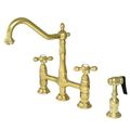 Kitchen Deck Mount Bridge Faucet With Brass Sprayerimage