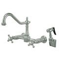 Wall Mount Adjustable Center Kitchen Faucet With Sprayerimage