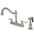 8 Inch Center Kitchen Faucet With Brass Sprayer - Porcelain Leverimage