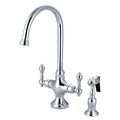 Vintage Classic Kitchen Faucet With Brass Sprayer - Metal Leverimage