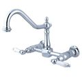 Wall Mount 8 Inch Center Kitchen Faucet - Porcelain Leverimage