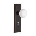 Nostalgic Warehouse New York Single Dummy Interior Door Set With White Porcelain Knob - With Keyholeimage