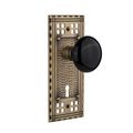Nostalgic Warehouse Craftsman Plate With Keyhole Door Set With Black Porcelain Knobsimage