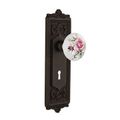 Nostalgic Warehouse Egg & Dart Plate With Keyhole Door Set With White Rose Porcelain Knobsimage
