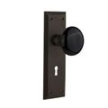 Nostalgic Warehouse New York Plate With Keyhole Door Set With Black Porcelain Knobsimage