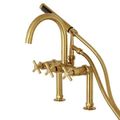Aqua Vintage Concord Modern Cross Deck Mount Tub Faucet & Hand Showerimage