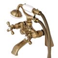 Restorers Deck Mount 6 Inch Center Clawfoot Tub Faucet - Metal Crossimage