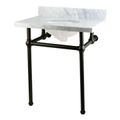 Restorers Templeton Marble Console Sink - Matte Black Legs - Ovalimage