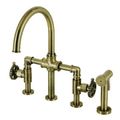 Restorers Fuller KS233CG Industrial Style Bridge Kitchen Faucetimage